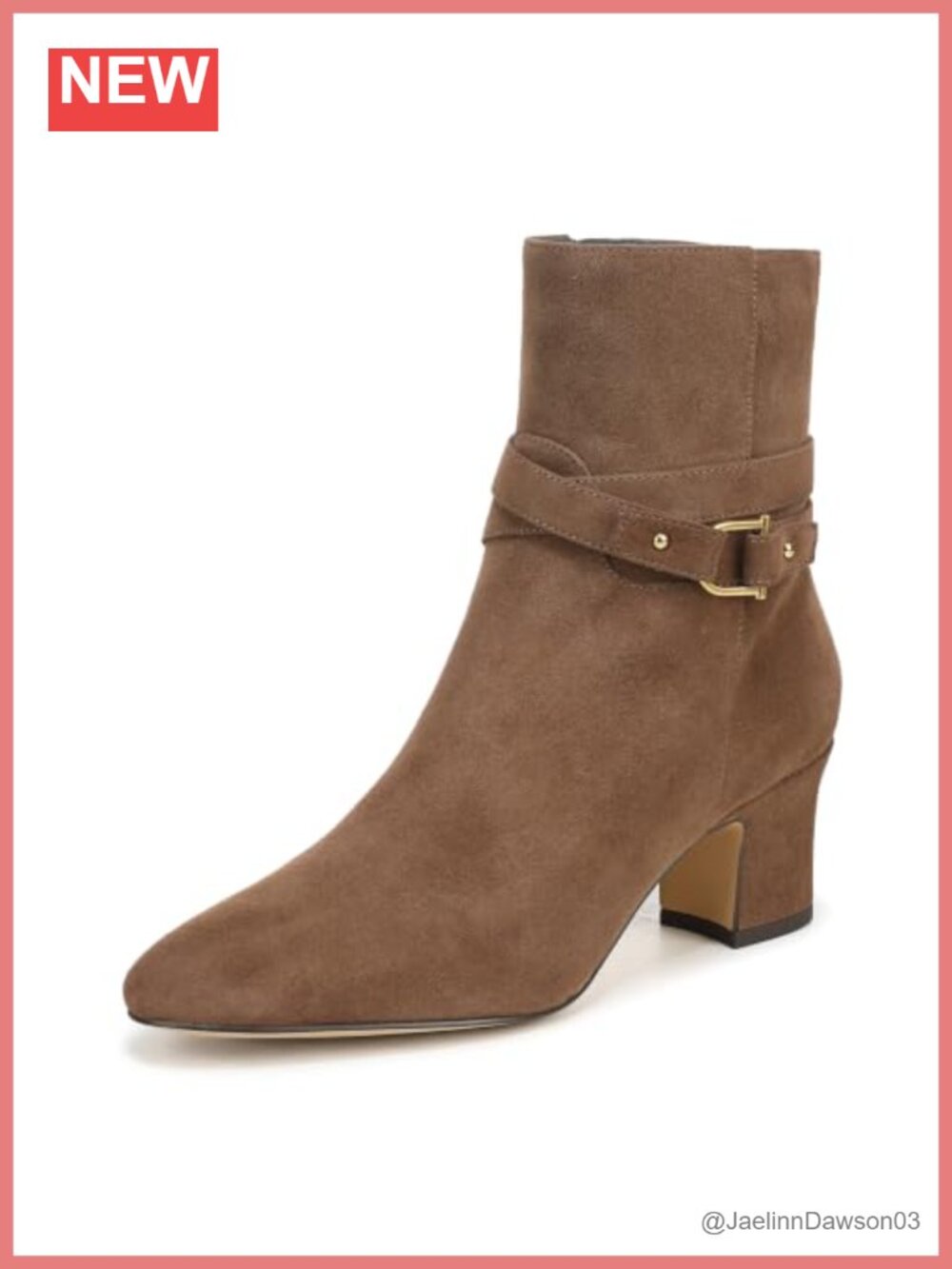 Franco Sarto Flexa Caden Leather Suede Zip Ankle Bootie Pointed Toe Block Heel